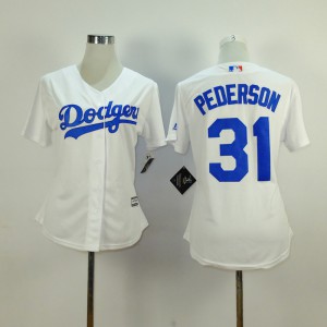 Womens MLB Los Angeles Dodgers 31 pederson white 2015 New Fabric Jersey